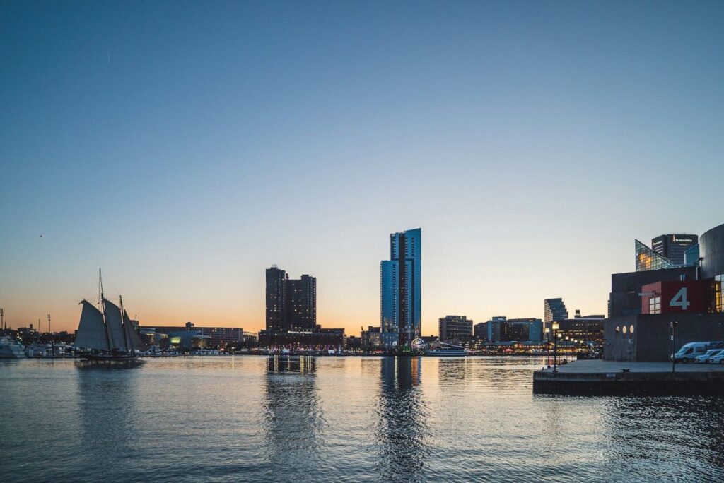 Baltimore skyline across a body of water